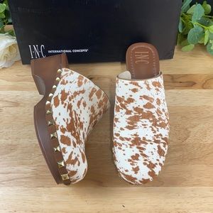 Inc International Concepts  Spotted Brown Cianna Clog Mules, 7M